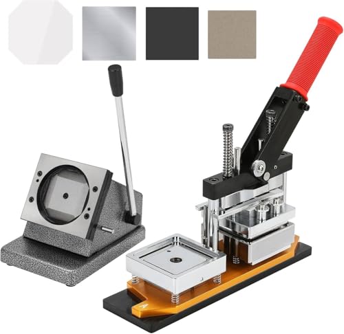 HUIBBGO Buttonmaschine, Kühlschrankaufkleber-Herstellungsmaschine, Fotomagnetpresse + Papierschneider + 120 Materialsätze zum Dekorieren von Kühlschränken, 5 x 0,5 cm² x 2 Zoll von HUIBBGO