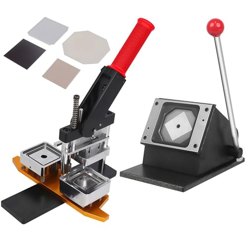 HUIBBGO Buttonmaschine, quadratische Kühlschrankmagnete (2,5 x 3,5 Zoll), Kühlschrankaufkleber-Maschine, 65 x 90 mm DIY-Fotomagnet-Pressmaschine + Papierschneider + 100-teilige Materialien von HUIBBGO