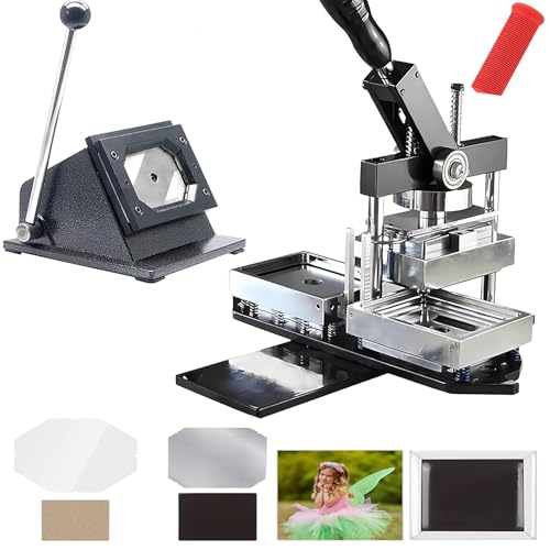 HUIBBGO DIY-Badge-Maker-Kit – Rechteckiges Kühlschrankmagnet-Set mit Button-Badge-Maschine, Papierschneider und 100 Komponenten – Perfekt für die individuelle Badge-Erstellung, 80 x 53 mm von HUIBBGO