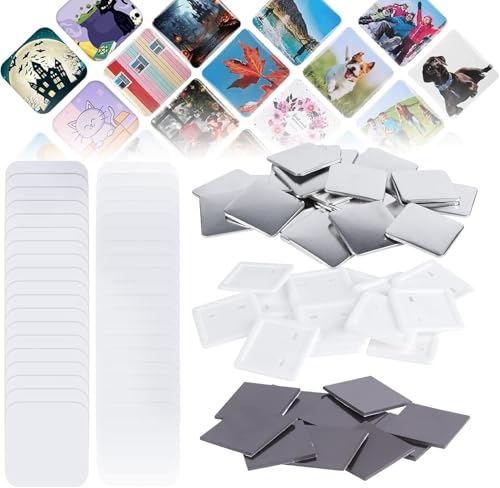 HUIBBGO Kühlschrankmagnet-Anstecker, 100 Sets, quadratische Knopfteile, DIY-Kühlschrank-Anstecker-Maschine, Magnetzubehör, 50 x 50 mm, Handpresse, Anstecker, DIY-Bastelartikel von HUIBBGO