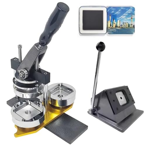 HUIBBGO Kühlschrankmagnet-Button-Maker mit Papierschneider – 50 mm großes Button-Herstellungszubehör für Heimwerkerarbeiten und Projekte – 100 quadratische Foto-Buttons von HUIBBGO