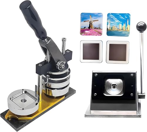 HUIBBGO Professioneller Metall-Abzeichenhersteller, Kühlschrankmagnet-Button-Abzeichenherstellung mit 50 x 50 mm, Fotomagnetmaschine, DIY-Kühlschrankmagnet-Pin-Maker-Maschine von HUIBBGO