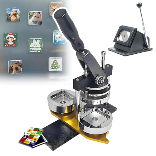 HUIBBGO Quadratischer Metall-Button-Maker, DIY-Kühlschrankmagnet-Pin-Maker-Maschine, Kühlschrankmagnet-Button-Button-Maker-Maschine 50×50 mm, Fotomagnet-Maschine HUIBBGO Quadratischer Metall-Button-Maker, DIY-Kühlschrankmagnet-Pin-Maker-Maschine, Kühlschrankmagnet-Button-Button-Maker-Maschine 50×50 mm, Fotomagnet-Maschine von HUIBBGO