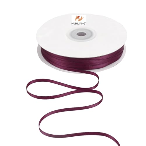 HUIHUANG Einfarbiges Satinband Geschenkband Schleifenband, 0,3 cm x 91,4 m Rolle zum Basteln, Burgunderrot HUIHUANG Einfarbiges Satinband Geschenkband Schleifenband, 0,3 cm x 91,4 m Rolle zum Basteln, Burgunderrot von HUIHUANG