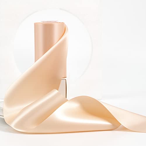 HUIHUANG Satinband, 10,2 cm breit, Pfirsichfarben, doppelseitiges Satinband, dickes Stoffband für Stuhlschärpe, Hochzeitsdekoration, große Schleifen, Blumenstrauß, Nähen, Basteln, 9,1 m/Rolle HUIHUANG Satinband, 10,2 cm breit, Pfirsichfarben, doppelseitiges Satinband, dickes Stoffband für Stuhlschärpe, Hochzeitsdekoration, große Schleifen, Blumenstrauß, Nähen, Basteln, 9,1 m/Rolle von HUIHUANG