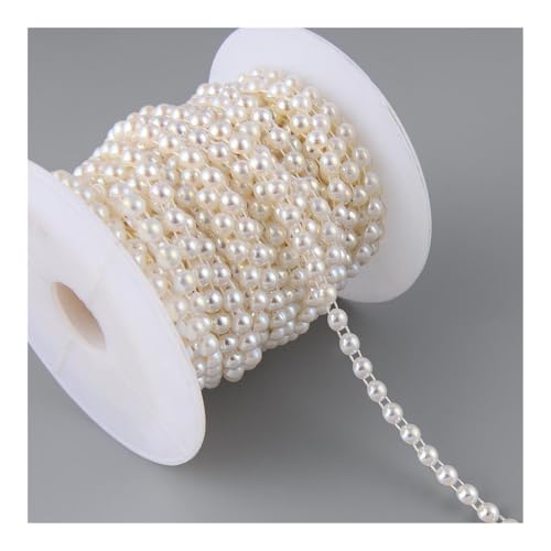 1,9 m breit, ABS, halbrund, flache Rückseite, Kunstperlen, Kette, Nähbesatz, Kuchendekoration, Make-up und Hochzeitsarrangements (AB Beige) von HUIJIQX