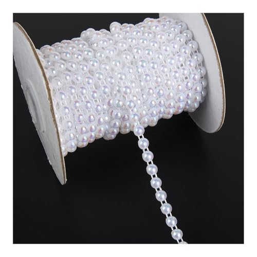 1,9 m breit, ABS, halbrund, flache Rückseite, Kunstperlen, Kette, Nähbesatz, Kuchendekoration, Make-up und Hochzeitsarrangements (AB-Weiß) von HUIJIQX