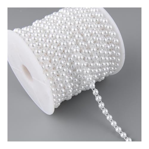 1,9 m breit, ABS, halbrund, flache Rückseite, Kunstperlen, Kette, Nähbesatz, Kuchendekoration, Make-up und Hochzeitsarrangements (weiß) von HUIJIQX