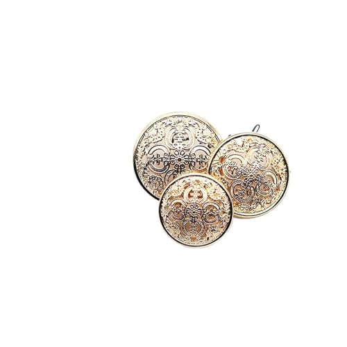 10 Stück 15/18/20 mm hohle Metallknopf schwarz Silber Gold Tasten runde dekorative Taste für Kleidung Nähzubehör Handwerk zum Selbermachen (hellgold, 18 mm) von HUIJIQX