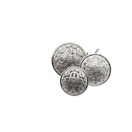 10 Stück 15/18/20mm hohl Metall Knopf schwarz silber gold Knöpfe rund dekorative Kleidungsknopf Nähzubehör DIY Handwerk (silber, 20mm) von HUIJIQX
