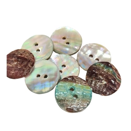 10 Stück natürliche Abalone-Perlenknöpfe für Kleidung, Nähzubehör, Scrapbooking, DIY, Kleidung, 2 Löcher, runder Muschelknopf (10 mm) von HUIJIQX