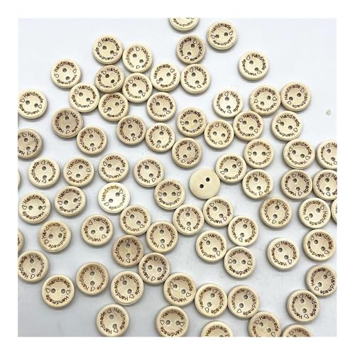 100 Stück 15 mm eine Vielzahl von Stilen von gemischten Holzknöpfen runden Knopf Monogramm Liebe Scrapbooking für Hochzeit Dekor Nähen (41) von HUIJIQX