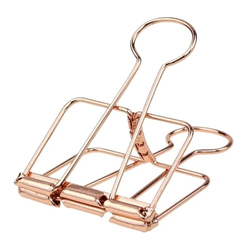 2-10 Stück Büroklammer Silber Binderklemmen Seitenhalter Büro Studie Klemme Fotoclip Büro Schule Schreibtischorganisator (Rotgold 10 Stück) von HUIJIQX