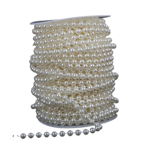 2 Meter lange Angelschnur, künstliche Perlen, Perlenkette für DIY-Girlande, Hochzeit, Party, Dekoration, Zubehör, Brautblumen-Zubehör (6 mm rund) von HUIJIQX