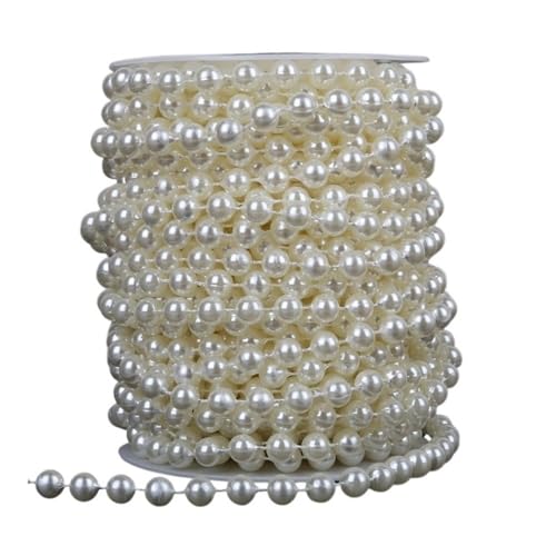2 Meter lange Angelschnur, künstliche Perlen, Perlenkette für DIY-Girlande, Hochzeit, Party, Dekoration, Zubehör, Brautblumen-Zubehör (8 mm rund) von HUIJIQX