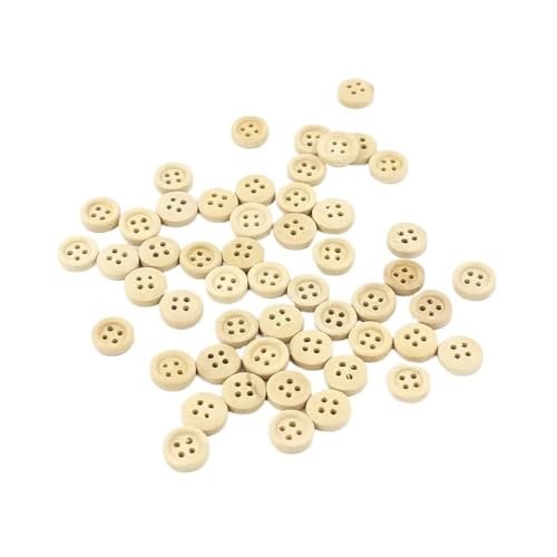 30–100 Stück runde Knöpfe in verschiedenen Größen, gemischte Holzknöpfe, natürliche Farbe, 4 Löcher, Scrapbooking, DIY, Nähzubehör (11,5 mm, 100 Stück) von HUIJIQX