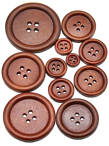 30 Stück 10-30mm Runde Naturholzknöpfe zum Nähen Nähzubehör Dekorative Knöpfe für Kleidung 4 Löcher (MT329 Knopf, Durchmesser 18mm 30 Stück) von HUIJIQX