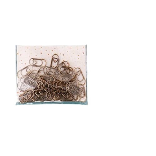 50 Stück / Tasche Mini Herz Gold Rosegold Farbe Clip Lesezeichen Büroklammer Bürodeklammern Patchwork-Clip (braunes Herz) von HUIJIQX