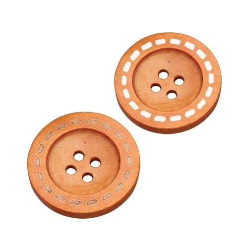 50 Stück DIY Holzknopf Nähen Zubehör Handmade Holz Handwerk Dekoration Kinderkleidung Kleidung 4 Löcher Retro Runde Holzknopf (E-Geprüft Stil 50 Stück, 15mm) von HUIJIQX