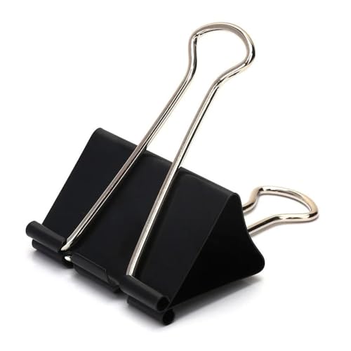 Büroklammern aus Metall, schwarz, für Ordner, Büro, Schule, Schreibwaren, Dokumente, Greifklammern, 60 mm von HUIJIQX