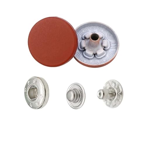 Bunte Metall-Druckknöpfe, Nähknöpfe für Leder, Handwerk, Taschen, Kleidung, Mantel, Jacken (H126, Ziegelrot, 5 Set) von HUIJIQX