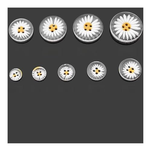 Kunstharzknöpfe Gänseblümchen, Handnähknöpfe, Bastelknöpfe zum Nähen, Basteln, Kleidung, 11,5–30 mm (11,5 mm), 20 Stück von HUIJIQX