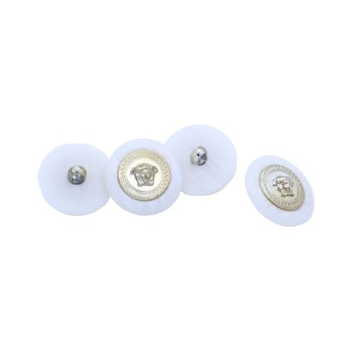 Luxuriöse Retro-Knöpfe, Kunstharz, Metall, rund, Nähknöpfe, handgenäht, Mantel, Windbreaker, Kleidungszubehör (weiß, 18,0 mm), 10 Stück von HUIJIQX