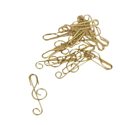 Metall kreative Musik notenförmige kreative Datei Clip Büroklammern Lesezeichenhalter Papier dekorative Klemme für Büro Schule zu Hause (Gold 20 Stück) von HUIJIQX