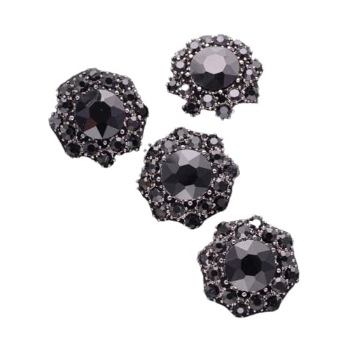 Metallknöpfe mit Strass-Blumen, 4 Stück, für Mäntel, Hemden, Strickjacken, Kragen, Kleid, Modeaccessoires (JRB-A5736-2,20 mm) von HUIJIQX