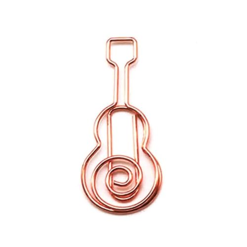 Musiknoten Büroklammern kreative Gitarre Metall Memo Edelstahl Dokumentenorganisation Datei Klemme Lesezeichen Klemme Schulmaterial (Rotgold Gitarre) von HUIJIQX
