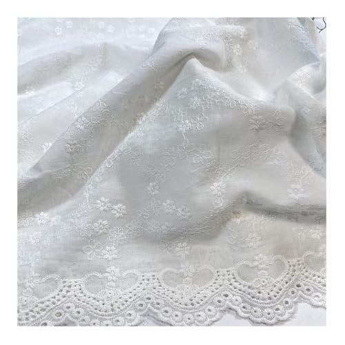 Sommer reine Baumwolle Spitzenstoff Herstellung Rock Kleidung Hochzeitskleid Brautschleier DIY Frauen Tops Stickerei hohle Kleidung (Blumenschnur, 90 cm x 130 cm) von HUIJIQX