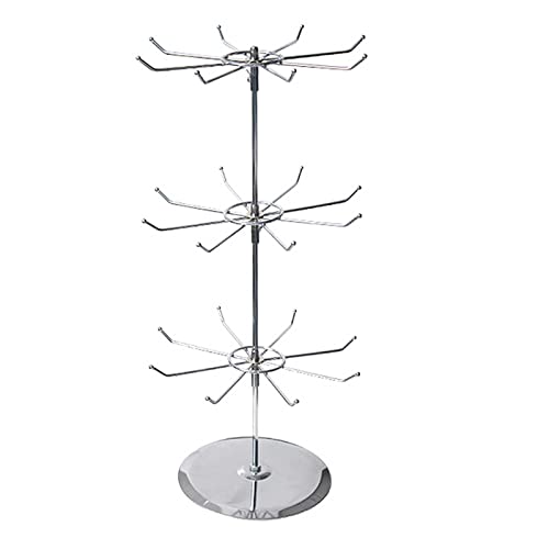 Metall-Schmuckständer, 360° drehbarer Schmuckständer, 3-stufiger verstellbarer Aufbewahrungshalter mit Haken für Halsketten, Armbänder, Ohrringe, Uhren und Anhänger Metall-Schmuckständer, 360° drehbarer Schmuckständer, 3-stufiger verstellbarer Aufbewahrungshalter mit Haken für Halsketten, Armbänder, Ohrringe, Uhren und Anhänger von HUIKJI