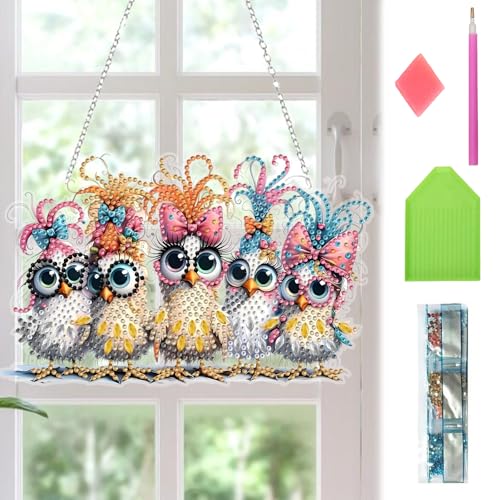 HUIKUANGEU Diamond Painting Frühling,Vogel Deko Diamant Painting,Diamant Painting Fensterbilder,Diamant Malerei Basteln,Fensterdeko Hängend,Fensterschmuck Frühling,für Fenster,Wand,Garten von HUIKUANGEU