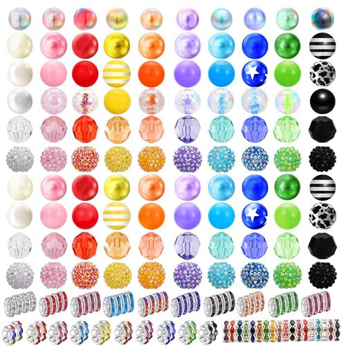 180 Stück Perlen in 80 Farben für Stifte, Schmuckherstellung (100 Stück 20 mm Kristallperlen, Kaugummi-Perlen, 20 Stück 16 mm Süßigkeitenperlen, 60 Stück 12 mm Abstandshalter-Perlen für 180 Stück Perlen in 80 Farben für Stifte, Schmuckherstellung (100 Stück 20 mm Kristallperlen, Kaugummi-Perlen, 20 Stück 16 mm Süßigkeitenperlen, 60 Stück 12 mm Abstandshalter-Perlen für von HUISUYTON