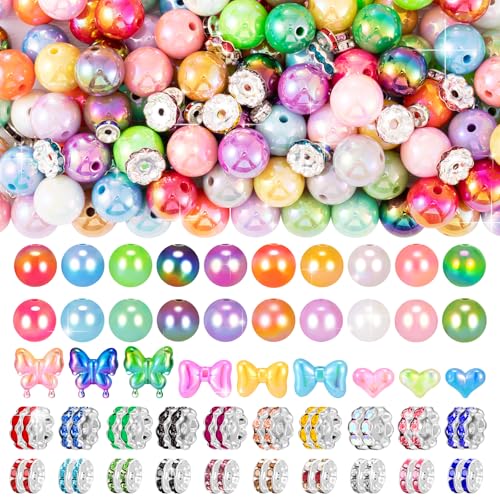 HUISUYTON Acrylperlen für Stifte, 16 mm, Regenbogenfarben, Stiftperlen, Kaugummi-Perlen für Schmuckherstellung, Armband, Perlenstifte, Ohrringe, 289 Stück von HUISUYTON