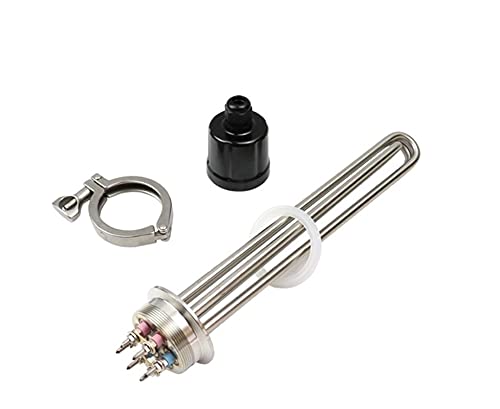 yaoqijie 5,1 cm Tri-Klemmen-Wasserheizelement, Edelstahl, elektrische Rohrheizung, geeignet für Brühen, hält (Heizklemme, 220 V, 9000 W) von HUKILU