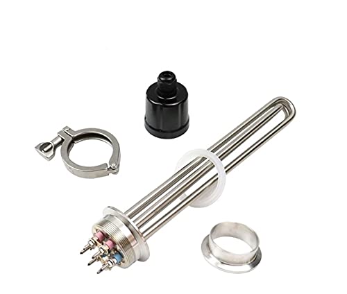 yaoqijie 5,1 cm Tri-Klemmen-Wasserheizelement, Edelstahl, elektrische Rohrheizung, passend für Brühen, hält (Heizklemmen-Set, 220 V, 3000 W) von HUKILU