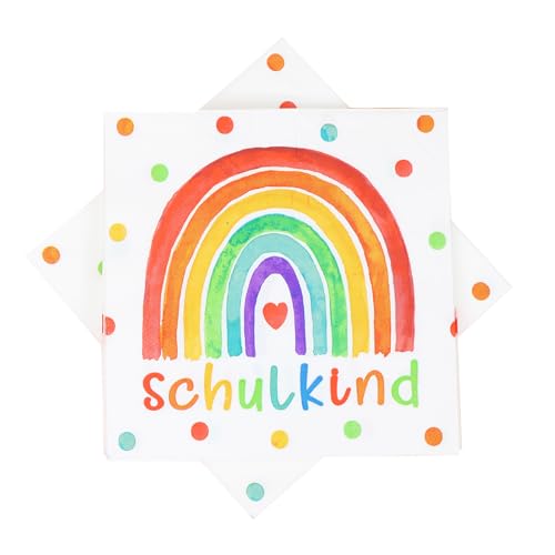 HUKUMA 40 Stück Servietten Schulkind,Regenbogen Einschulung Servietten,3-Lagig Schulanfang Papierservietten,Servietten Endlich Schulkind, für Tischdeko Einschulung,Regenbogen Party, 33 x 33 cm HUKUMA 40 Stück Servietten Schulkind,Regenbogen Einschulung Servietten,3-Lagig Schulanfang Papierservietten,Servietten Endlich Schulkind, für Tischdeko Einschulung,Regenbogen Party, 33 x 33 cm von HUKUMA