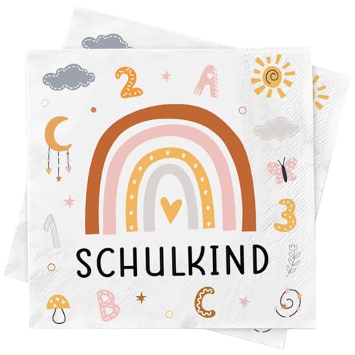 HUKUMA 40 Stück Servietten Schulkind,Regenbogen Einschulung Servietten,Schulanfang Deko 2025 Junge Mädchen,Tischdeko Einschulung, Schuleinführung Party,33 x 33 cm HUKUMA 40 Stück Servietten Schulkind,Regenbogen Einschulung Servietten,Schulanfang Deko 2025 Junge Mädchen,Tischdeko Einschulung, Schuleinführung Party,33 x 33 cm von HUKUMA