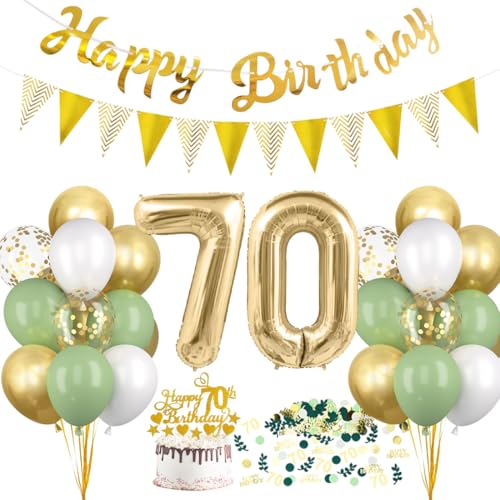 HUKUMA 70 Geburtstag Deko, Salbeigrüne Deko 70.Geburtstag Frauen Männer,70er Geburtstagdeko Luftballon mit Girlande Grün Weiß Gold,Tortendeko Avocado Grüne Konfetti Ballon für Geschenk HUKUMA 70 Geburtstag Deko, Salbeigrüne Deko 70.Geburtstag Frauen Männer,70er Geburtstagdeko Luftballon mit Girlande Grün Weiß Gold,Tortendeko Avocado Grüne Konfetti Ballon für Geschenk von HUKUMA