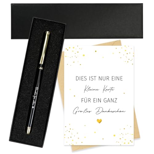HUKUMA Dankeschön Geschenke, Dankeskarten + Metall Kugelschreiber mit Spruch, Danke Karte Geschenk Abschied Lehrer mit Geschenkboxen, Abschiedsgeschenk für Lehrer Kollegen Mitarbeiter Freundin von HUKUMA