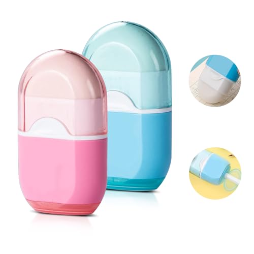 2 Stück 2-in-1 Bleistiftspitzer, manueller Bleistiftspitzer mit Behälter für Kinder, Erwachsene, Studenten, Schule, Zuhause, Büro, Zubehör (zufällige Farbe) von HUMJITUN