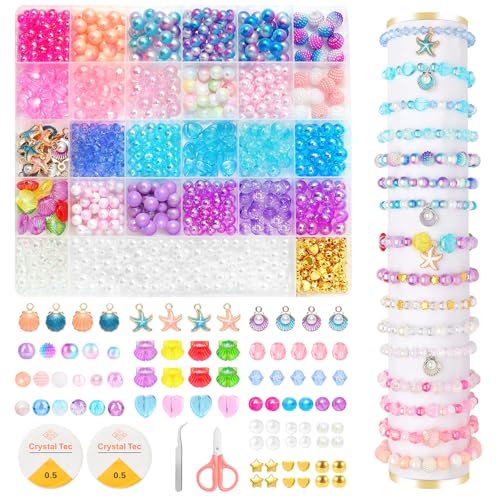 HUMTEOXI Perlen Set für Auffädeln, 1000+ Stück Perlen zum Auffädeln Kinder, Perlen Meerjungfrau zum Auffädeln, DIY Bracelet Making Basteln für Mädchen,Perlenset Kinder ab 6 HUMTEOXI Perlen Set für Auffädeln, 1000+ Stück Perlen zum Auffädeln Kinder, Perlen Meerjungfrau zum Auffädeln, DIY Bracelet Making Basteln für Mädchen,Perlenset Kinder ab 6 von HUMTEOXI