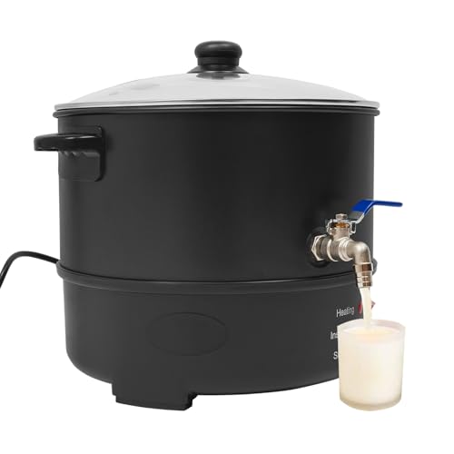 HUOMMGS Wachsschmelztopf 8L Wachsschmelzer Elektrischer Wachskocher 1000W Kerzen Gießen Set mit 50~100℃ Temperatur Einstellbar, Deckel, Rührlöffel Edelstahl Wachsschmelzer für Sojawachs von HUOMMGS