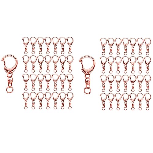 HUPYOMLER 100 Stück Schlüsselanhänger, Feder-Schnapp-Schlüsselanhänger mit Kette und Biegeringen, DIY-Schlüsselanhänger-Teile für Bastelarbeiten, hängende Schnalle von HUPYOMLER