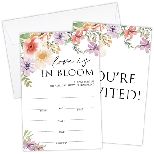 Rustikale Hochzeitseinladungskarten mit Blumenmuster, ideal für Hochzeiten, Brautpartys, Aquarellfarben, blanko, befüllbar, Partyzubehör und Zubehör, doppelseitig, zum Ausfüllen, 25 Stück, mit Rustikale Hochzeitseinladungskarten mit Blumenmuster, ideal für Hochzeiten, Brautpartys, Aquarellfarben, blanko, befüllbar, Partyzubehör und Zubehör, doppelseitig, zum Ausfüllen, 25 Stück, mit von HUQIL