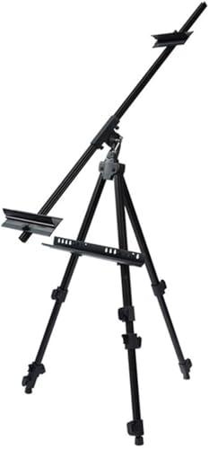 HURDCAT Staffeleiständer for Kunstmalerei for Präsentieren, Dreibeinstaffelei aus Aluminiummetall, schwarze verstellbare Staffeleien mit Pinselablage, Malstaffelei for Maler, Skizzieren von HURDCAT