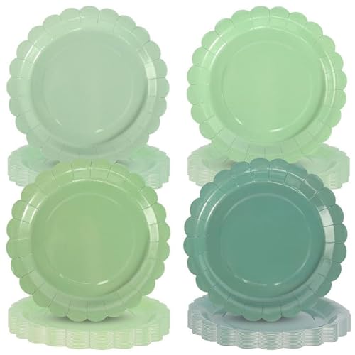 HURODZ Pappgeschirr Set, 48 Stück Wiederverwendbare Runde Farbige Pappteller, Salbeigrün Farbverlauf Pappteller, DIY für Handwerk Geburtstagsfeier Hochzeit Gartenparty 17,8 cm HURODZ Pappgeschirr Set, 48 Stück Wiederverwendbare Runde Farbige Pappteller, Salbeigrün Farbverlauf Pappteller, DIY für Handwerk Geburtstagsfeier Hochzeit Gartenparty 17,8 cm von HURODZ