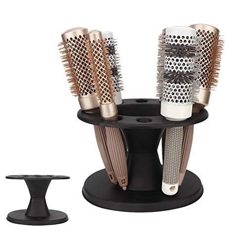HURRISE Haarbürstenhalter, Kunststoff Runde Haarbürste Styling Bürste Ständer Haarbürstenhalter für Kämme Regal Zubehör(Schwarz) von HURRISE