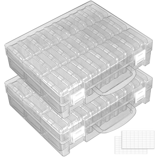 30 Fächer Kleine Aufbewahrungsboxen (5,6x5,6x2.1cm), Kleinteile Aufbewahrungsbox, Sortierboxen für kleinteile Mini perlen Aufbewahrungsbox Organizer aus Klarem Kunststoff mit Klappdeckel (2 Stück) von HUSAFTENG